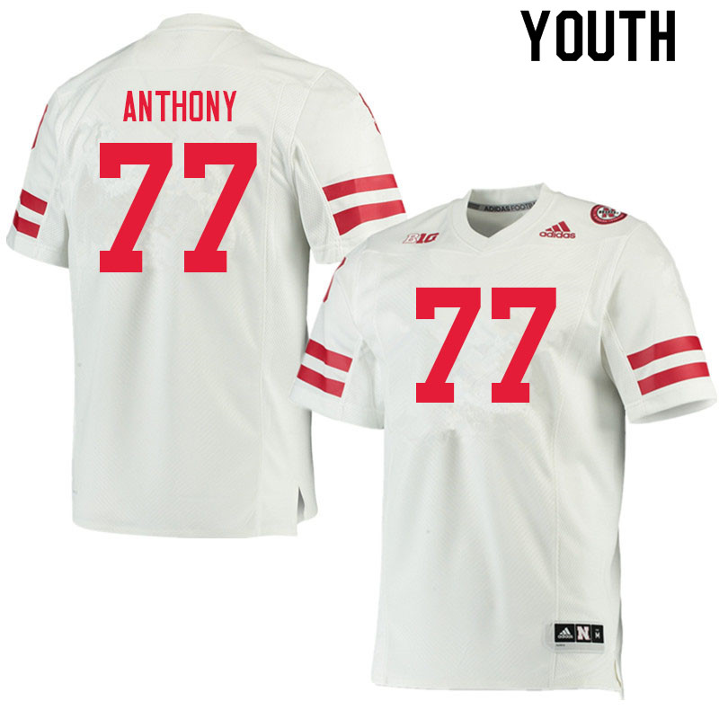 Youth #77 Hunter Anthony Nebraska Cornhuskers College Football Jerseys Sale-White - Click Image to Close